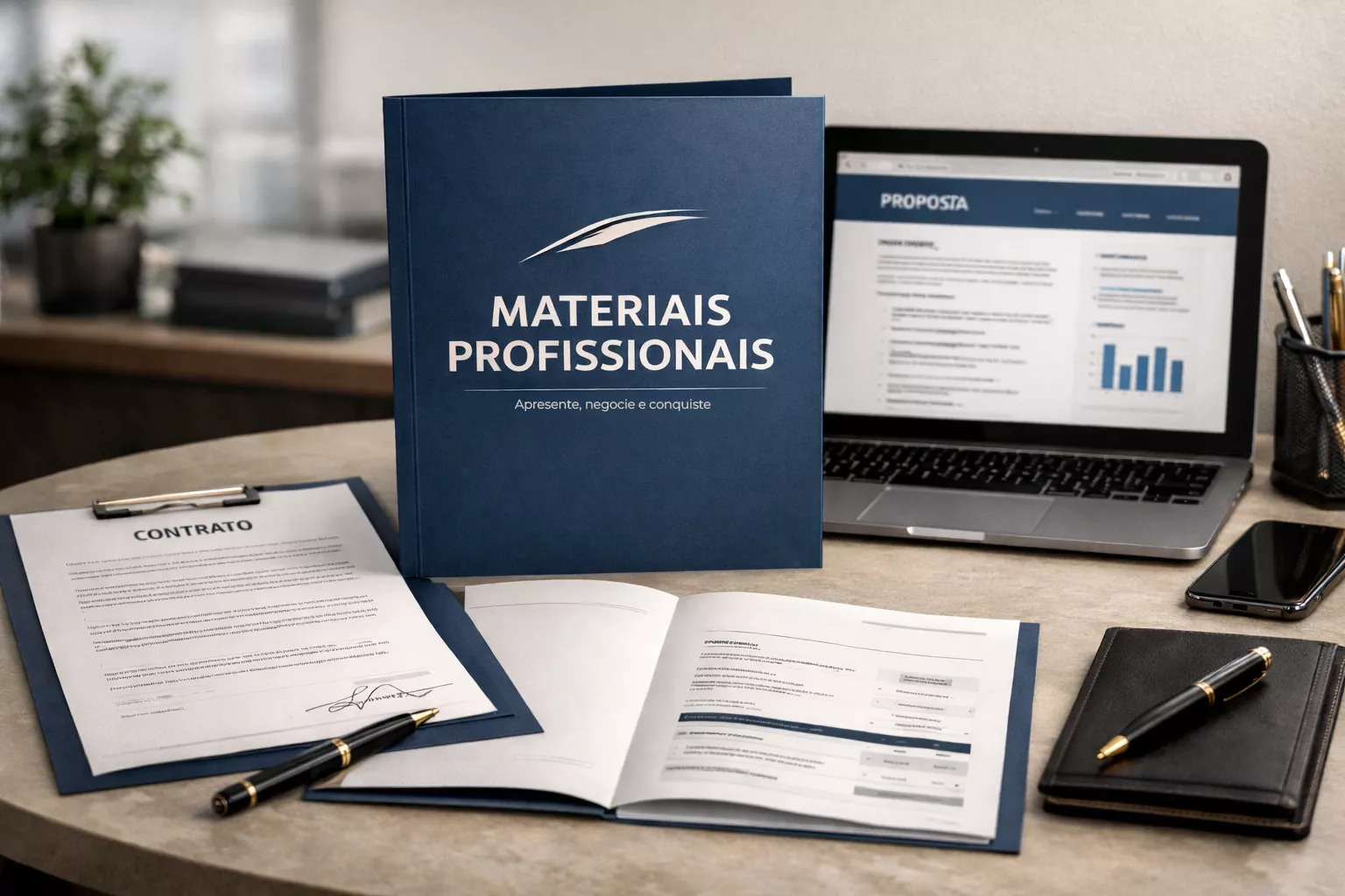 Materiais profissionais impressos e em tela
